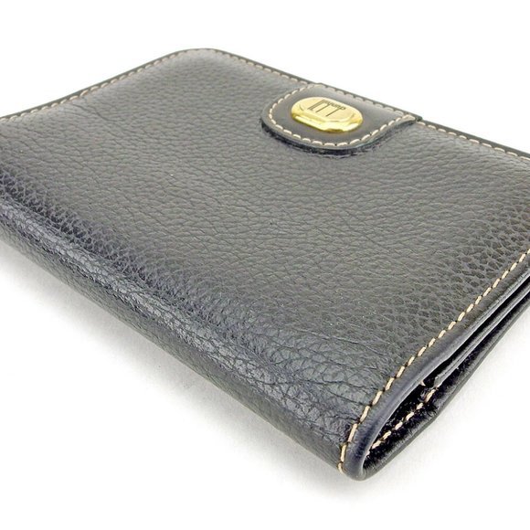 20%OFF Dunhill Card Case Logo Plate Leather Authentic USED - Picture 1 of 7